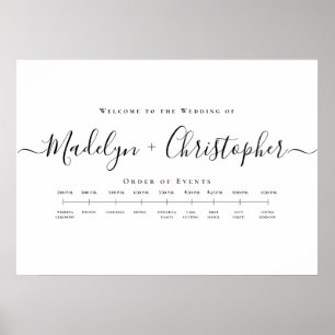 Minimalistisch Script Wedding Order of Events Tijd Poster