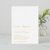Minimalistisch script White Modern Wedding Gold Folie Uitnodiging (Staand Voorkant)
