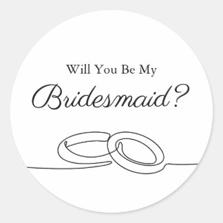 Minimalistisch Script Wil Je Mijn Bruidsmeisje Zij Ronde Sticker