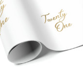 Minimalistisch Script wit en goud 21e verjaardag Cadeaupapier (Rol Hoek)