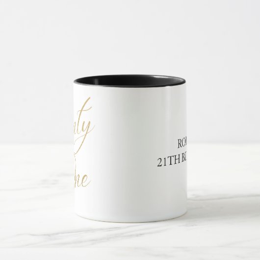 Minimalistisch Script wit en goud 21e verjaardag Mok (Midden)