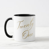 Minimalistisch Script wit en goud 21e verjaardag Mok (Links)