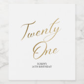 Minimalistisch Script wit en goud 21e verjaardag Wijn Etiket (Enkel label)