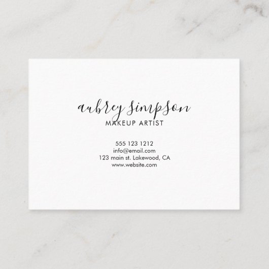 Minimalistisch script: wit visitekaartje (Achterkant)