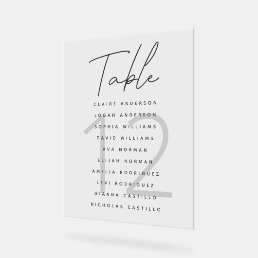 Minimalistisch Script Zitkaarten Tabelnummer Acryl Bord (Hoek)