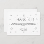 Minimalistisch script zwart bedankt Baby shower (Voorkant / Achterkant)