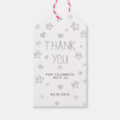 Minimalistisch script zwart bedankt Baby shower Gi Cadeaulabel (Voorkant)