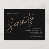 Minimalistisch script zwart en Gold 70th Birthday Briefkaart (Voorkant)