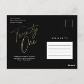 Minimalistisch script zwart en goud 21e verjaardag briefkaart (Achterkant)