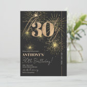 Minimalistisch Script Zwart & Goud 30e Verjaardags Kaart (Staand voorkant)