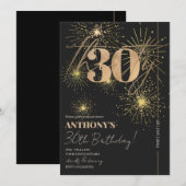 Minimalistisch Script Zwart & Goud 30e Verjaardags Kaart (Voorkant / Achterkant)