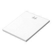Minimalistisch Script Zwart Grijs Monogram Gevoerd Notitieblok (Gedraaid)