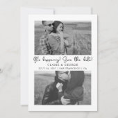 Minimalistisch Script Zwart-wit 2 foto's Save The Date (Voorkant)