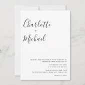 Minimalistisch script zwart-wit bruiloft kaart (Voorkant)