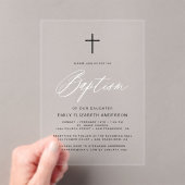 Minimalistisch Script Zwart Wit Eenvoudige Doop Acryl Uitnodigingen (Insitu (Draagbaar))