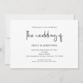 Minimalistisch Script Zwart Wit QR Code Bruiloft Kaart (Voorkant)