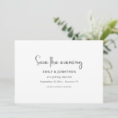Minimalistisch Script Zwart Wit QR Save The Evenin Date (Staand voorkant)