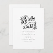 Minimalistisch script zwart-wit Save the Date Aankondigingskaart (Voorkant / Achterkant)