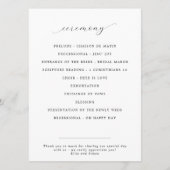 Minimalistisch Script Zwart & Wit Vlak Huwelijk Programma (Achterkant)