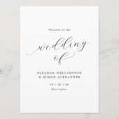 Minimalistisch Script Zwart & Wit Vlak Huwelijk Programma (Voorkant)