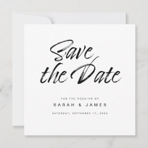 Minimalistisch script zwart withuwelijk save the date