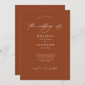 Minimalistisch scripted Terracotta Wedding Kaart (Voorkant / Achterkant)