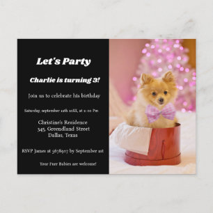 Minimalistisch scriptfeest voor puppies uitnodiging briefkaart