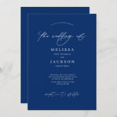 Minimalistisch scripting Blue Wedding Invitation Kaart (Voorkant / Achterkant)