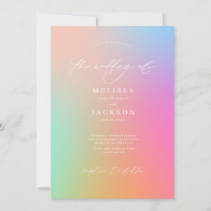 Minimalistisch scripting Bright Ombre Rainbow Wedd Kaart