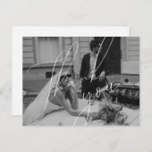 Minimalistisch scriptweddenschap Dank u Briefkaart (Voorkant / Achterkant)