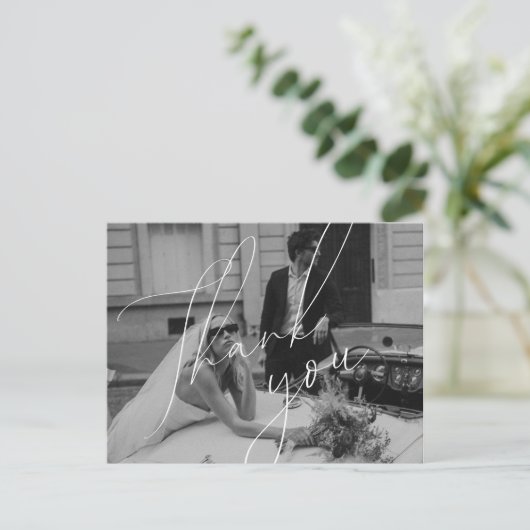Minimalistisch scriptweddenschap Dank u Briefkaart (Staand voorkant)