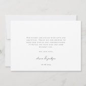 Minimalistisch scriptweduwschap bedankkaart (Achterkant)