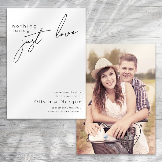 Minimalistisch scriptweduwschap save the date