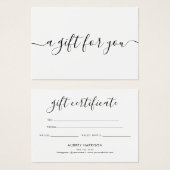 Minimalistisch scriptwitcadeaucertificaat visitekaartje (Voorkant /achterkant)