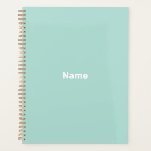 Minimalistisch seafoam mint groen aangepaste tekst planner (Voorkant)