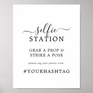 Minimalistisch Selfie-station Weddenschap Hashtag Poster