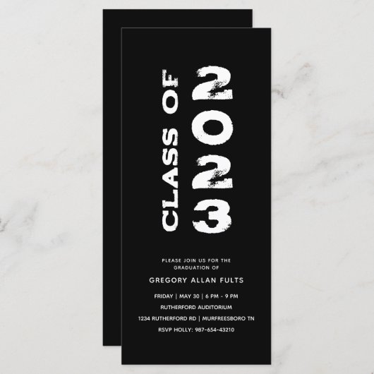 Minimalistisch Senior Afstuderen 2023 Black White (Voorkant / Achterkant)