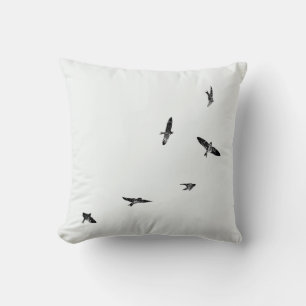 Minimalistisch silhouet Swallow Birds Zwart Wit Kussen