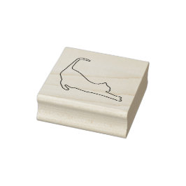 Minimalistisch silhouet van de Stretching Cat Art  Rubberstempel