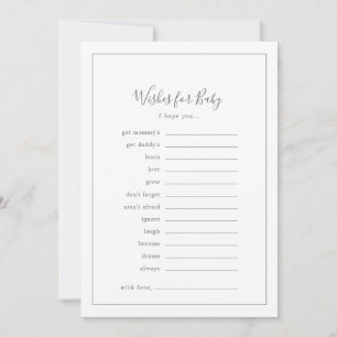 Minimalistisch Silver-Baby shower wenst Baby Advieskaart