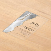 Minimalistisch Silver Gold Agate Geode 40e verjaar Acryl Uitnodigingen (Laagn)