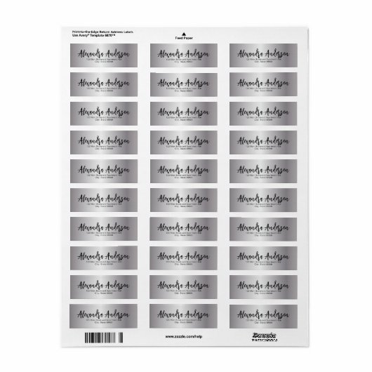 Minimalistisch Silver Metallic Trendy Script Label (Full Sheet)