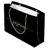 Minimalistisch Simple Black Gold Monogram Girly Sc Groot Cadeauzakje (Achterkant Gekanteld)