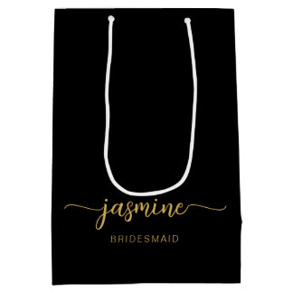 Minimalistisch Simple Black Gold Monogram Girly Sc Medium Cadeauzakje