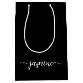 Minimalistisch Simple Black Monogram Girly Script Medium Cadeauzakje (Voorkant)