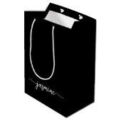 Minimalistisch Simple Black Monogram Girly Script Medium Cadeauzakje (Achterkant Gekanteld)