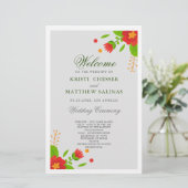 Minimalistisch Simple Floral Wedding Program Kaart (Staand voorkant)