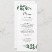 Minimalistisch Simple Greenery Foliage Wedding Men Menu (Voorkant / Achterkant)