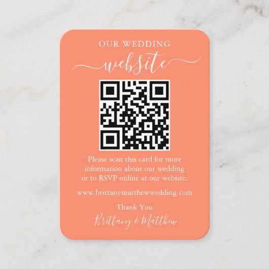 Minimalistisch Simple Weddenschap Website Foto QR  Informatiekaartje (Voorkant)