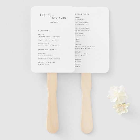 Minimalistisch Simple Wedding Ceremony-programma Handwaaier (Voorkant en achterkant)
